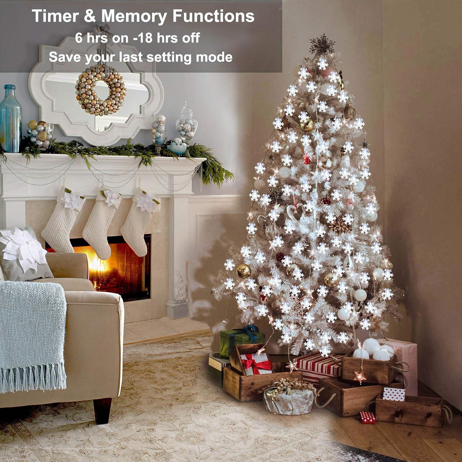 BrizLabs_White_Snowflake_Christmas_String_Lights,_16.08ft_40_LED_Christmas_Lights_with_Remote,_Snowflake_String_Light_Battery_Operated,_8_Modes_Xmas_Tree_Light_Waterproof_for_Outdoor_Indoor_Decoration