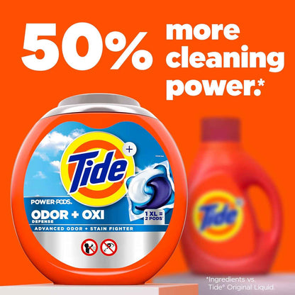 Tide Odor Defense + Oxi Laundry Detergent Pacs, Original Scent, Advanced Odor + Stain Fighter, laudry soap washing detergent pacs