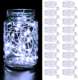 btfarm 30 Pack Fairy Lights Battery Operated [3 Modes], 7ft 20 Led Twinkle Lights String Lights Waterproof Bulk Small Mini Silver Wire for Christmas Mason Jars Wedding Table Centerpiece, Warm White