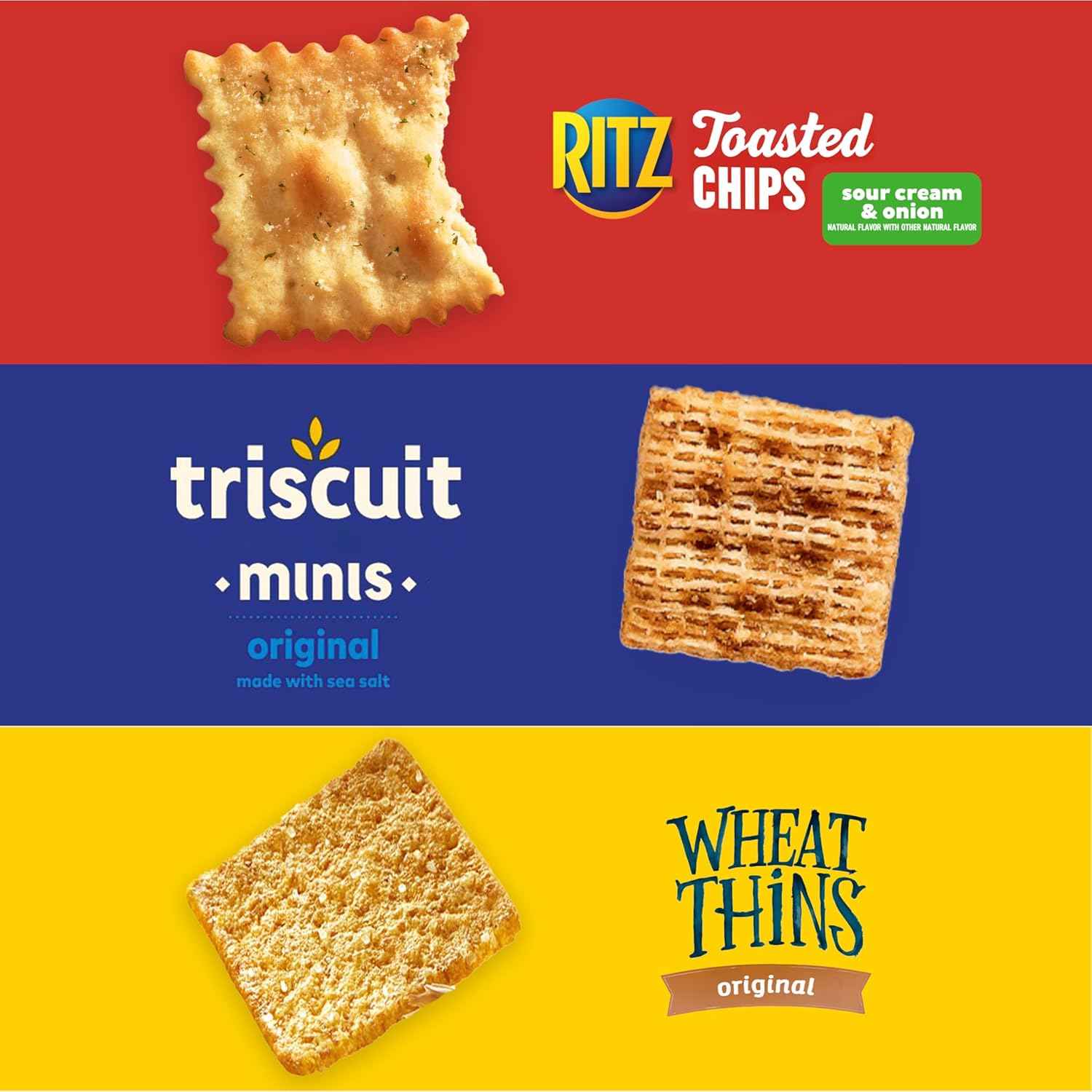 Nabisco Cracker Variety Pack, RITZ Toasted Chips, Wheat Thins Snacks Whole Grain Wheat Crackers and Triscuit Minis Whole Grain Wheat Vegan Crackers