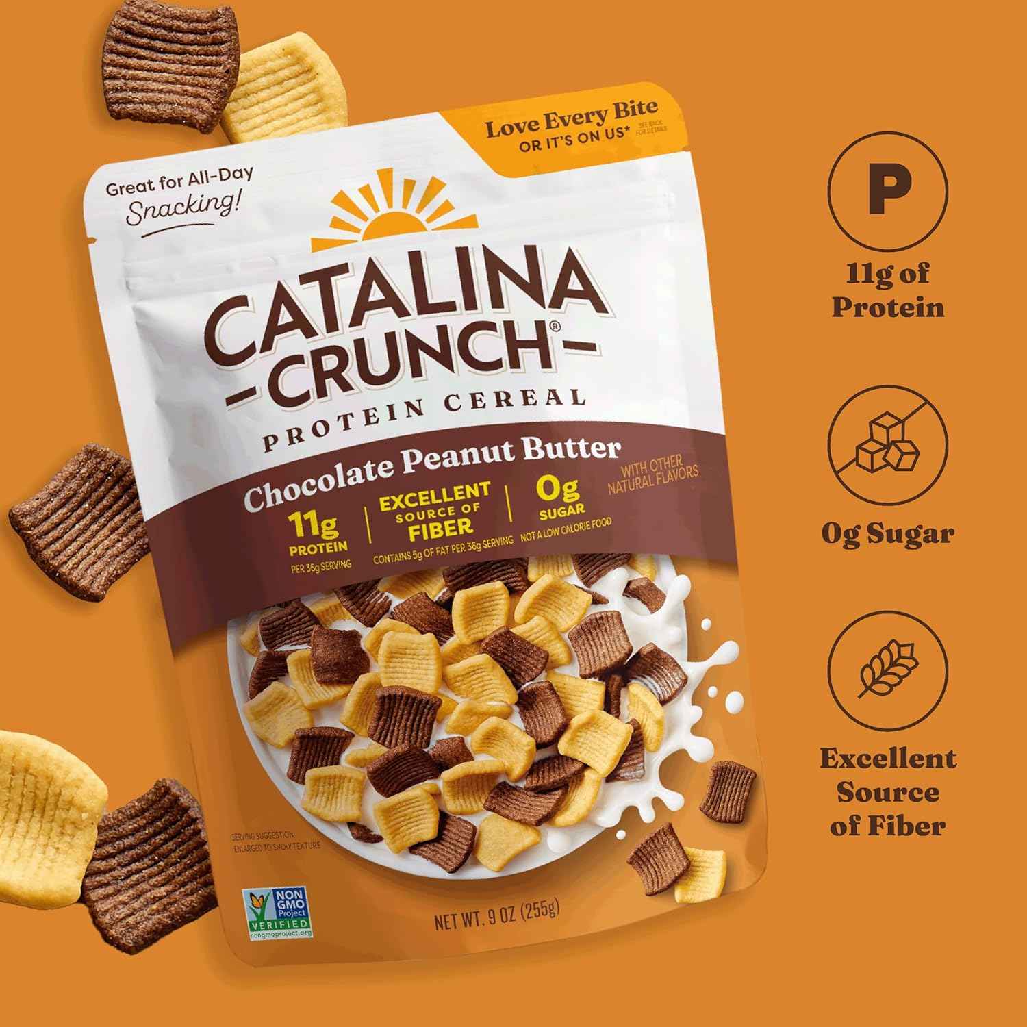Catalina Crunch Protein Cereal - Sugar Free Breakfast Cereal with 11g of Protein - Gluten Free - Chocolate Peanut Butter - 9 oz. Bag