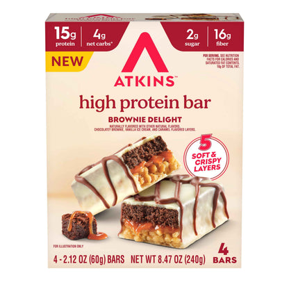 Atkins High Protein Bars, 15g of Protein, 4g Net Carbs, Keto Protein Bars, Low Sugar
