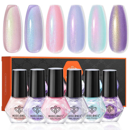 modelones Jelly Nail Polish 6 Colors, Sheer Nude Mini Nail Polish Set Red Pink Brown Quick Dry Spring Summer Fingernail Polish for DIY Nail Art Salon Home Gift for Women Girl