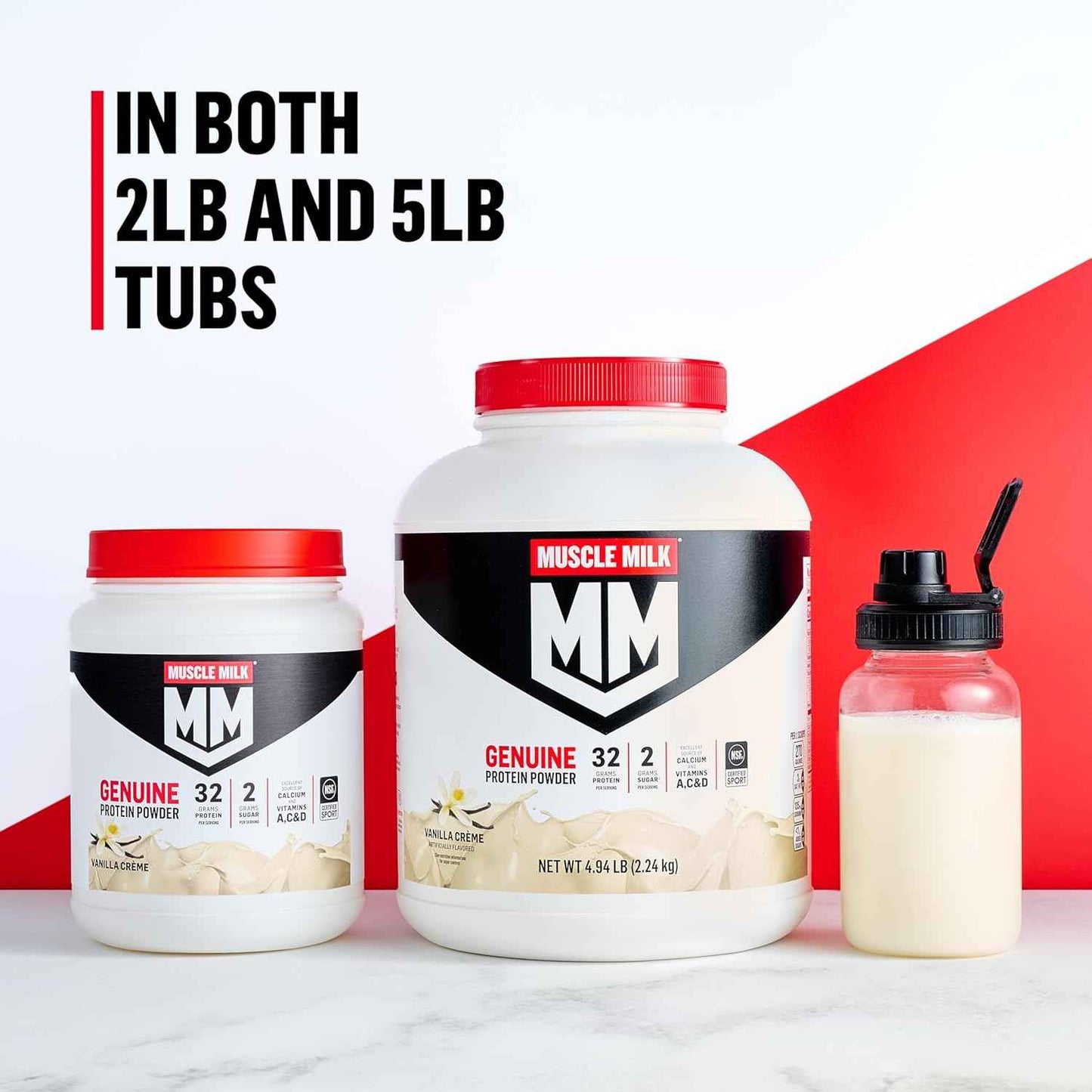 Muscle Milk Genuine Protein Powder, 32g Protein, 2g Sugar, Calcium, Vitamins A, C & D, NSF Certified for Sport, Energizing Snack, Packaging May Vary