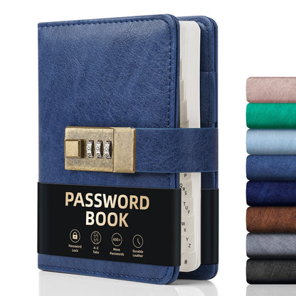 WEMATE Password Book with Lock, Password Book with Alphabetical Tabs 600+ Password Spaces, and Password Organizer Logbook, Password Keeper for Computer &amp;amp; Website Logins (4.33x6.18in) Blue