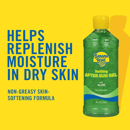 Banana Boat Soothing After Sun Gel with Aloe Twin Pack | Aloe Vera Gel, Sunburn Relief, After Sun Care, 16 fl oz each