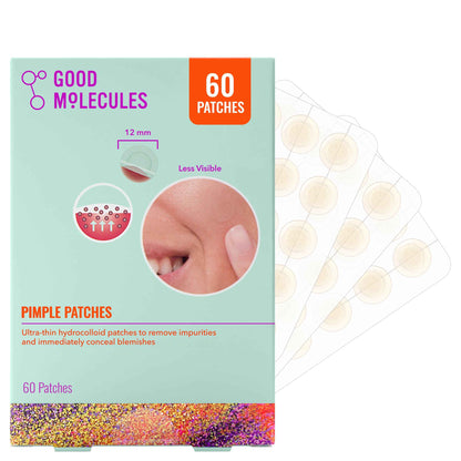 Good Molecules Pimple Patches for Face, Ultra-Thin Hydrocolloid Acne & Zit Patches, Invisible Under Makeup, Clinically Tested Acne Spot Treatment