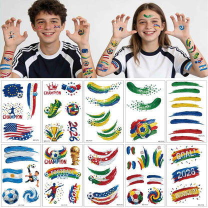 Awinmay 45 Pcs Soccer Tattoos - World Cup Temporary Tattoos for Kids，Adult，Teens，Soccer Party Favors Sports Themed Supplies Fake Tattoo Stickers，World Cup 2026 Merchandise，Kids Goodie Bag Stuffers