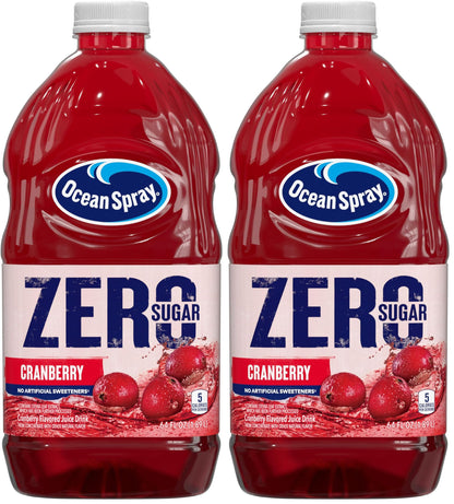 Ocean Spray® ZERO Sugar Cranberry Juice Drink, Cranberry Juice Drink Sweetened with Stevia, 64 Fl Oz Bottle (Pack of 2)