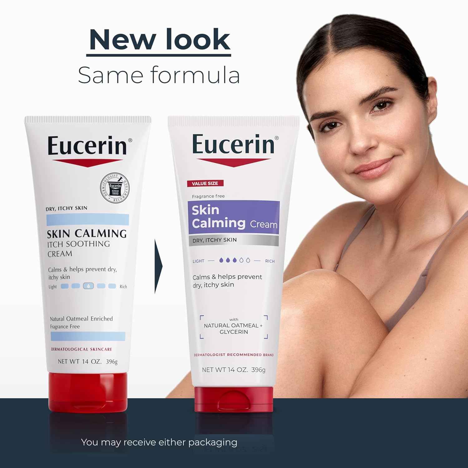 Eucerin Skin Calming Cream - Full Body Lotion for Dry, Itchy Skin, Natural Oatmeal Enriched - 14 oz. Tube