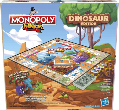 Hasbro Gaming Monopoly Junior Dinosaur Edition Game | Kids Board Games with Dino-Themed Toy Tokens | 2-4 Players for Boys & Girls | Ages 5+ (Amazon Exclusive)