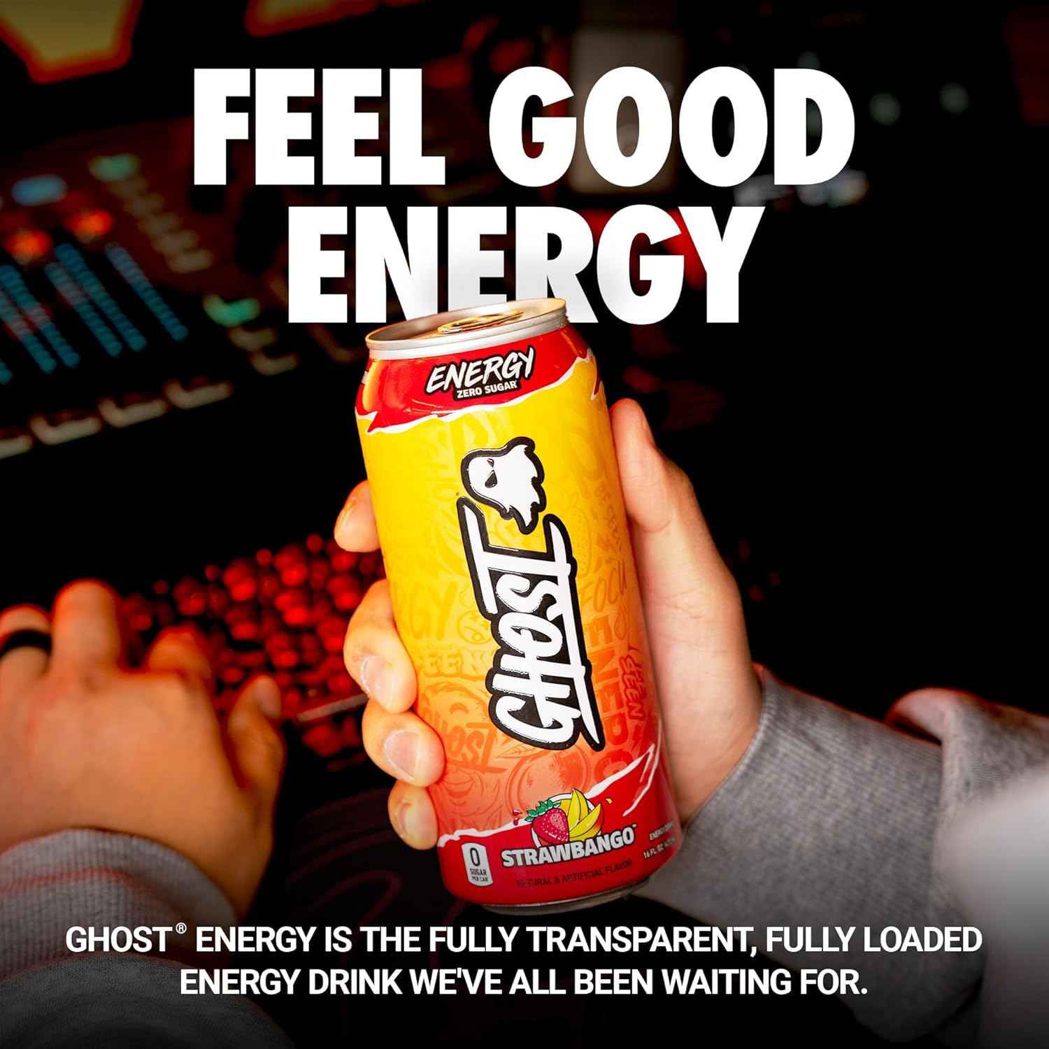 GHOST Energy Drink - 12-Pack, 16oz - Energy & Focus & No Artificial Colors - 200mg of Natural Caffeine, L-Carnitine & Taurine - Gluten-Free & Vegan