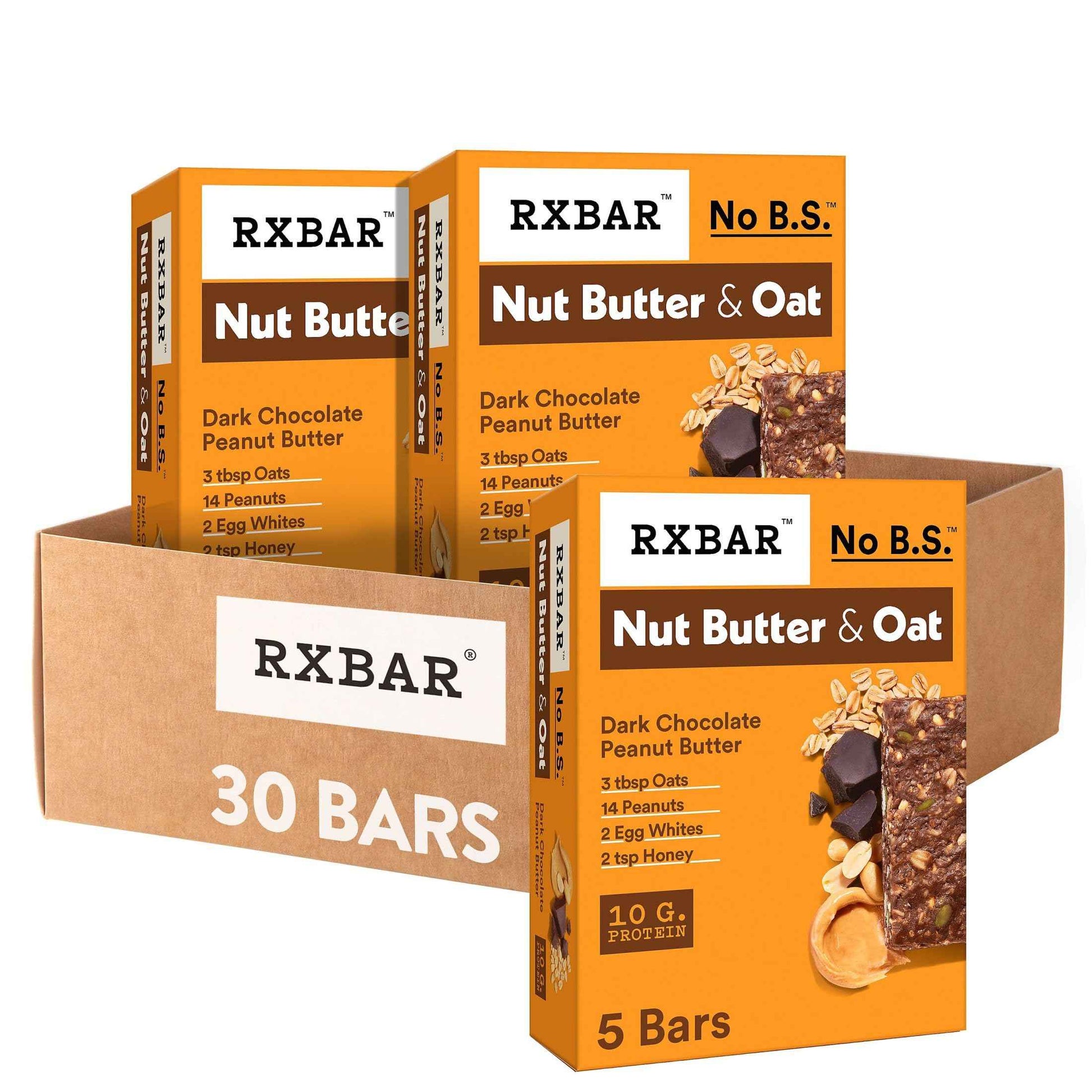 RXBAR Nut Butter and Oat Protein Bars, Protein Snacks, Snack Bars, Dark Chocolate Peanut Butter