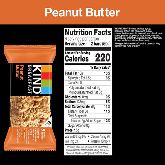 KIND_Breakfast_Bars,_Peanut_Butter,_Healthy_Snacks,_Gluten_Free,_100%_Whole_Grains,_5g_Protein,_30_Count