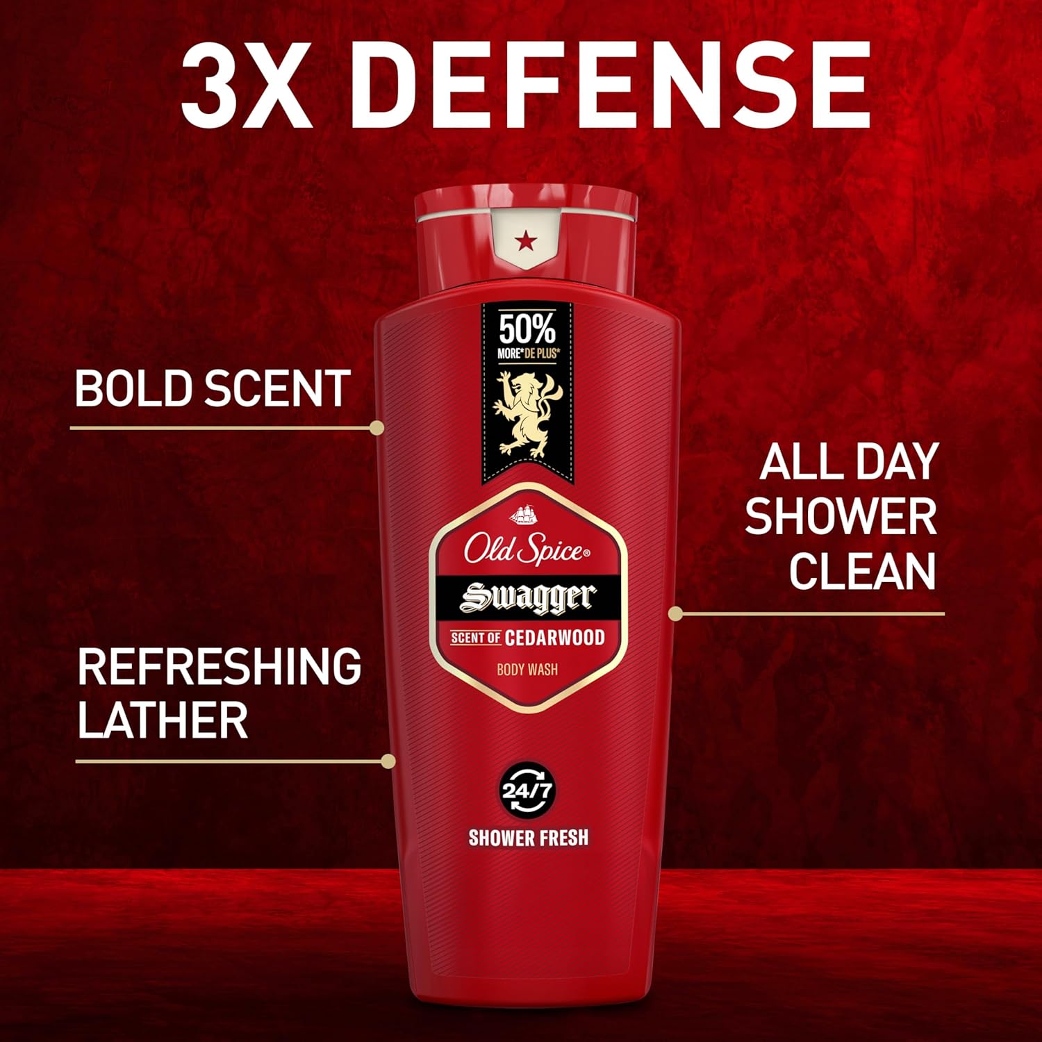 Old_Spice_Refreshing_Body_Wash_for_Men,_3X_Defense,_24/7_Shower_Fresh_with_Long_Lasting_Scent,_Red_Collection,_Swagger_with_Cedarwood_Scent,_24_oz_(Pack_of_4)