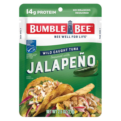 Bumble Bee Seasoned Tuna Pouch - Wild Caught and Ready to Eat for Snack, Salad, Korean Tuna Bowl - 14g Protein per Serving - PERFECT, PORTABLE, GOODNESS - 2.5 oz Packet