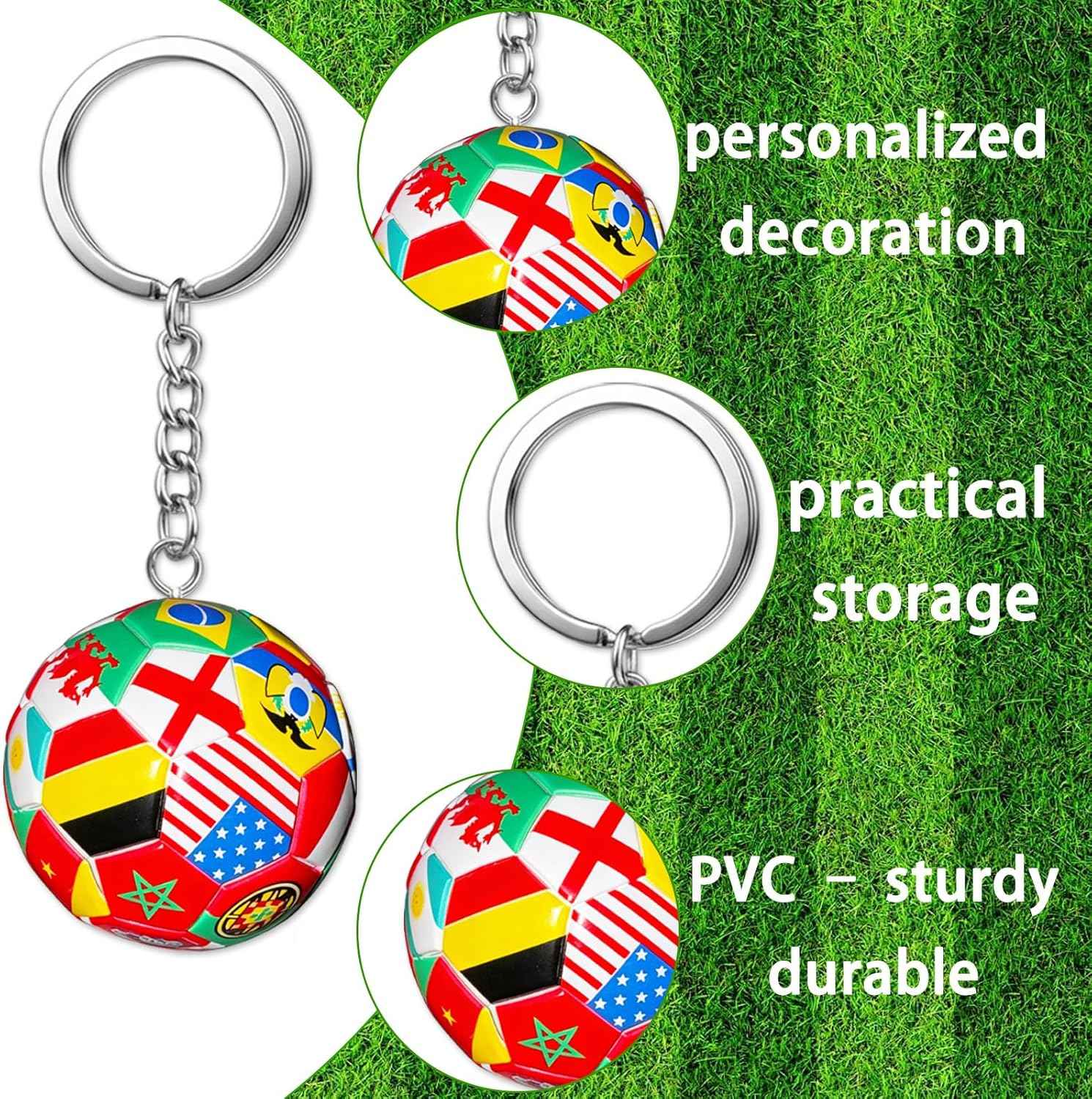 4PCS World Cup Soccer Keychain 2026 Football Ball Key Chain with National Flags,World Cup Soccer Gifts & Accessories for Men Sports Merchandise 2026 Backpack Charm Daily Use