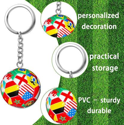 4PCS World Cup Soccer Keychain 2026 Football Ball Key Chain with National Flags,World Cup Soccer Gifts & Accessories for Men Sports Merchandise 2026 Backpack Charm Daily Use