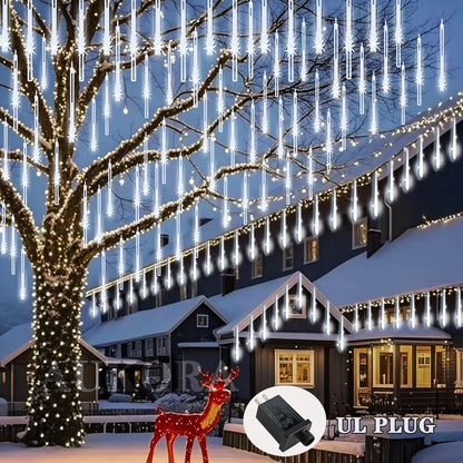 Aukora_Christmas_Lights_Outdoor_Meteor_Shower_Falling_Rain_Lights_12_inch_8_Tubes_192LED_Snowfall_Cascading_Icicle_String_Light_for_Xmas_Tree_Decor_Wedding_Party_Holiday_Window_Garden,_UL_Plug,_White