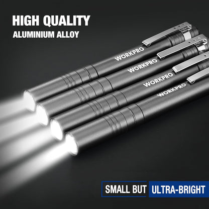 WORKPRO_LED_Pen_Light,_Aluminum_Pen_Flashlights,_Pocket_Flashlight_with_Clip_for_Inspection,_Emergency,_Everyday,_2AAA_Batteries_Include,_Gray(4-Pack)