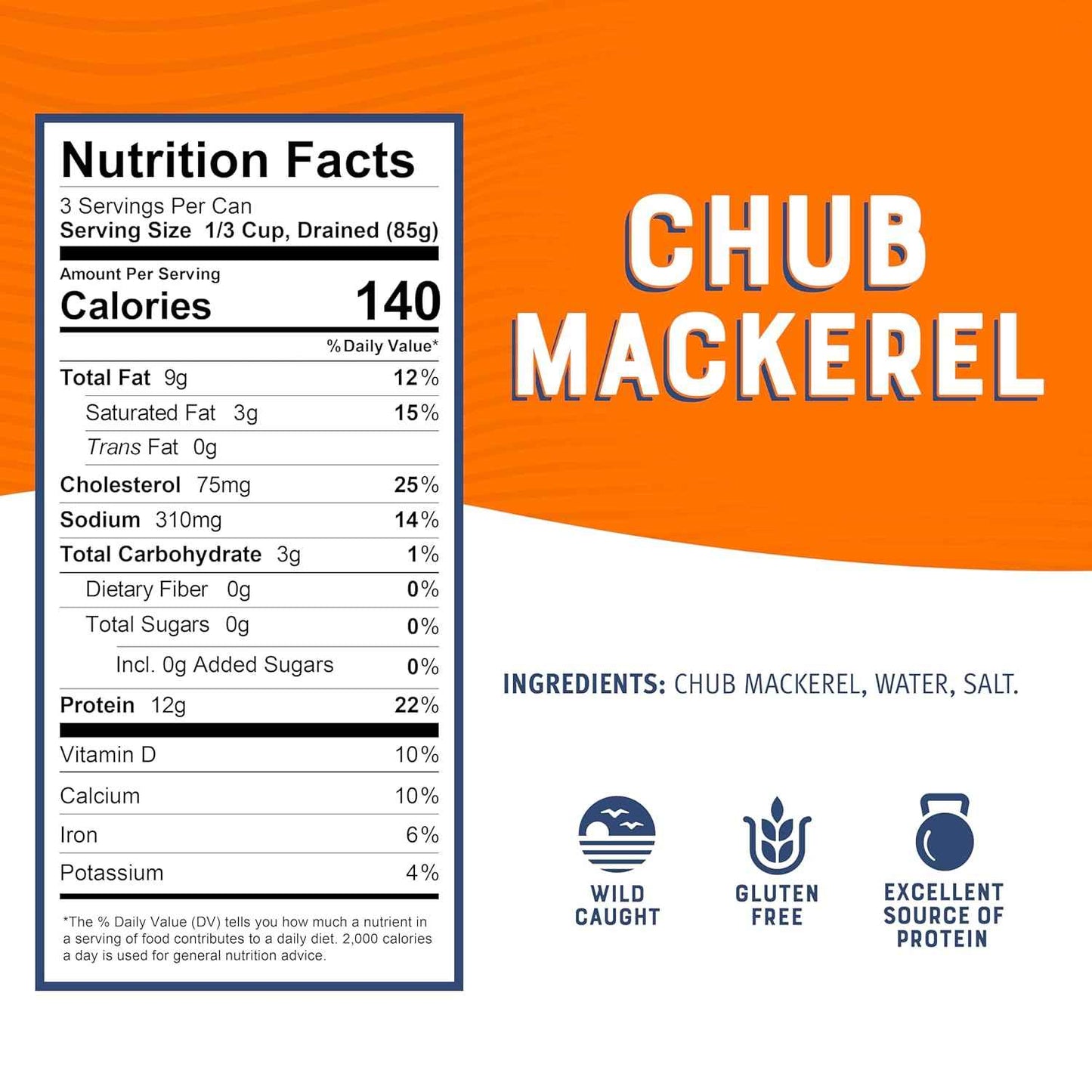 Bumble Bee Chub Mackerel, 15 oz Can - Canned Mackerel Fish, High Protein Keto Food, Gluten Free