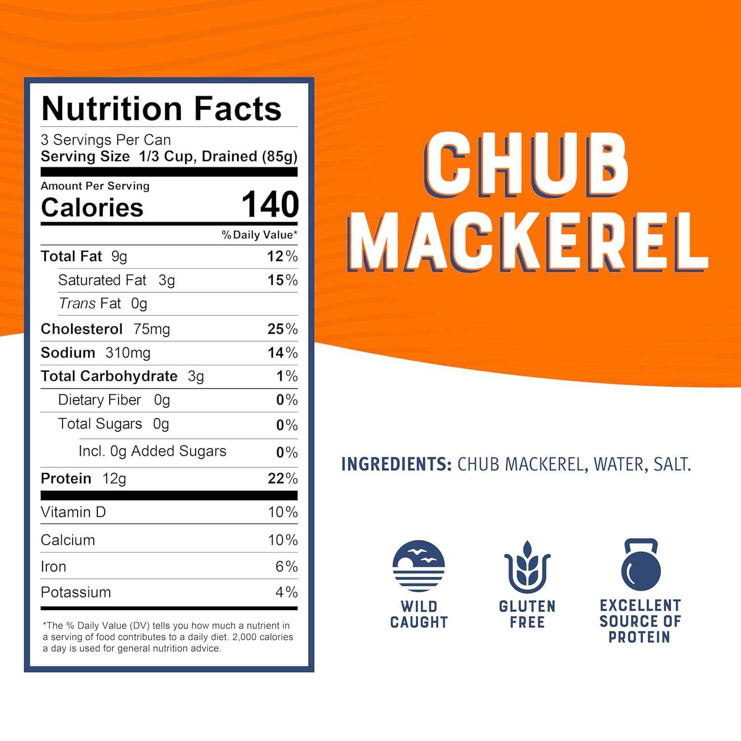 Bumble Bee Chub Mackerel, 15 oz Can - Canned Mackerel Fish, High Protein Keto Food, Gluten Free