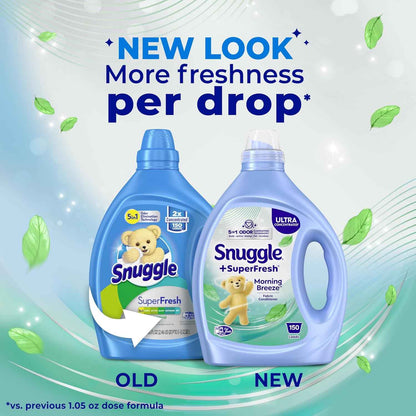 Snuggle SuperFresh Fabric Softener Liquid, Ultra Concentrated, Morning Breeze Fabric Conditioner, Lasting Scent, Fights Stubborn Odors, Softens, Reduces Static & Wrinkles