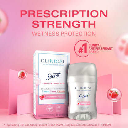 Secret_Clinical_Strength_Antiperspirant_Deodorant_for_Women,_3X_Stress_Protection,_72hr_Sweat_&_Odor_Protection,_Pro-Hyaluronic_Acid,_Invisible_Solid,_Strawberry_Summer_Fizz_Scent,_1.6_oz