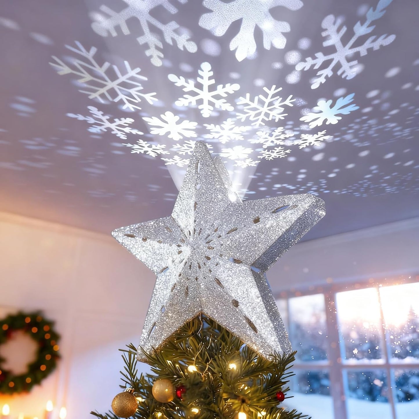 DG-Direct_Christmas_Tree_Topper_Lighted_Star_[Silver],3D_Hollow_Sparkling_Star_Christmas_Tree_Topper_with_Rotating_Magic_Cool_White_Snowflake_Projector_for_Christmas_Tree_Ornament_(Silver)