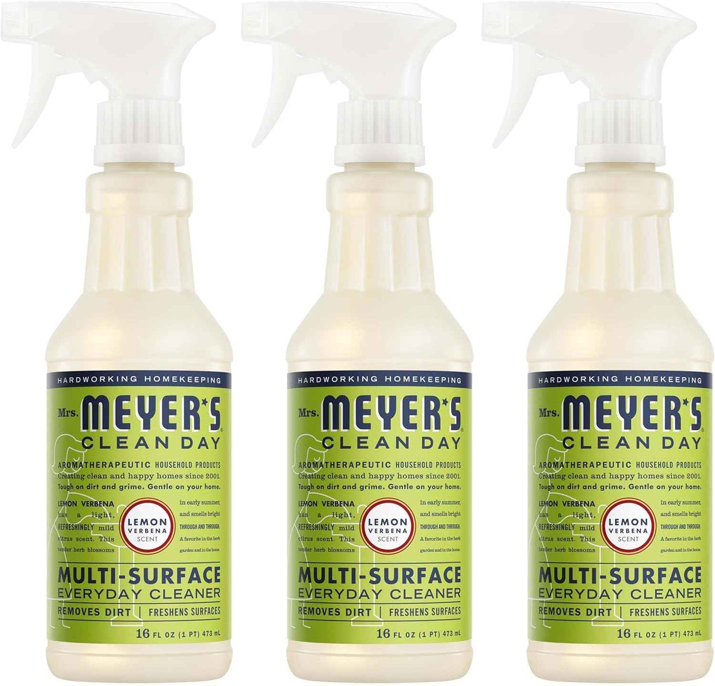 MRS. MEYER'S CLEAN DAY All-Purpose Cleaner Spray, Cruelty Free Formula, Lemon Verbena, 16 fl. oz - Pack of 3