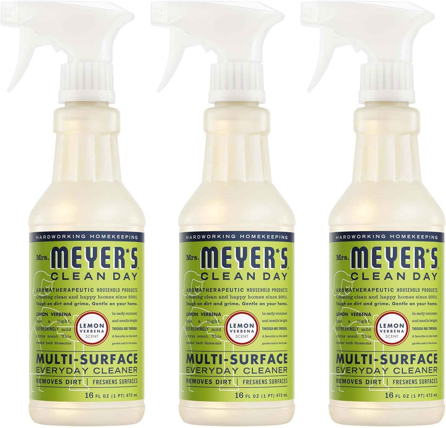 MRS. MEYER'S CLEAN DAY All-Purpose Cleaner Spray, Cruelty Free Formula, Lemon Verbena, 16 fl. oz - Pack of 3