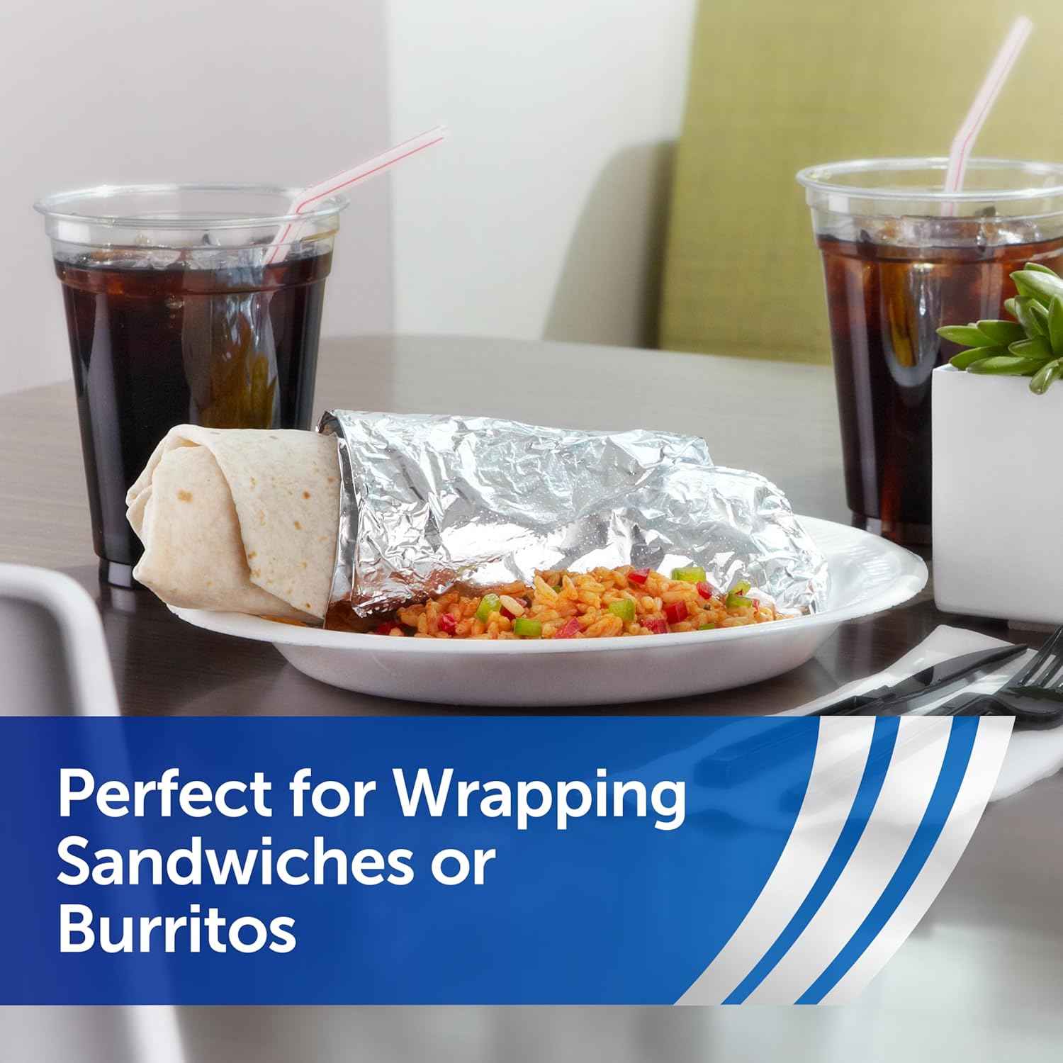 Reynolds Foodservice Pre-Cut Aluminum Foil Sheets, Great for Concessions, Catering, Cafeterias, and Restaurants, Easily Moldable Around Food