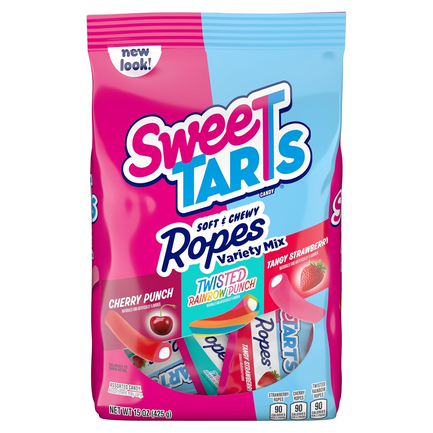 SweeTARTS_Ropes_Candy,_Variety_Mix,_Cherry_Punch,_Twisted_Rainbow_Punch,_Tangy_Strawberry,_Soft_and_Chewy,_15_oz