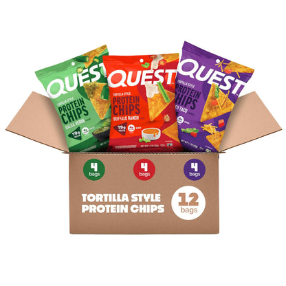 Quest Nutrition Tortilla Style Protein Chips, 20g Protein, 3g Net Carbs, Low Carb, Gluten Free, 1.1 oz
