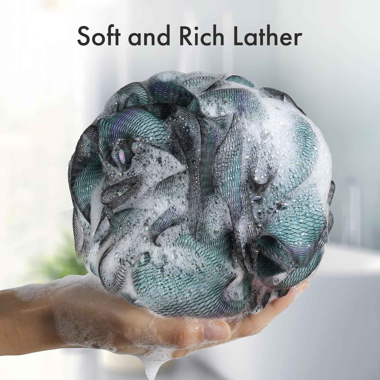 AmazerBath Charcoal Loofah Sponge, Shower Loofah 60g/PCS - Body Scrubber Loofa Set of 4 - Bath Sponge for Men and Women