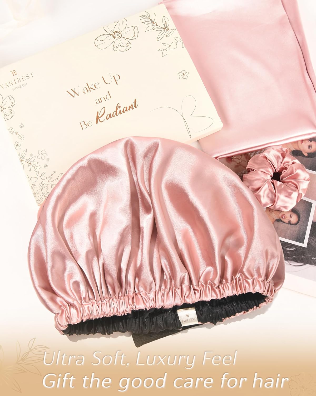 YANIBEST_Adjustable_Satin_Bonnet_Double_Layer_Hair_Bonnet_for_Sleeping_Bonnets_for_Women_Hats_Curly_Natural_Hair,_Blush_Pink