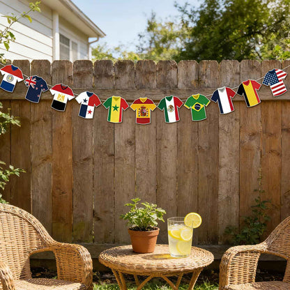 World Cup Soccer Jersey Bunting 42 Jersey-Shaped Pennant Banner, Game Day Decorations, Soccer Fan Garland for World Cup Party, Soccer Birthday, Tailgate, BBQ, Man Cave, Outdoor Sports Events