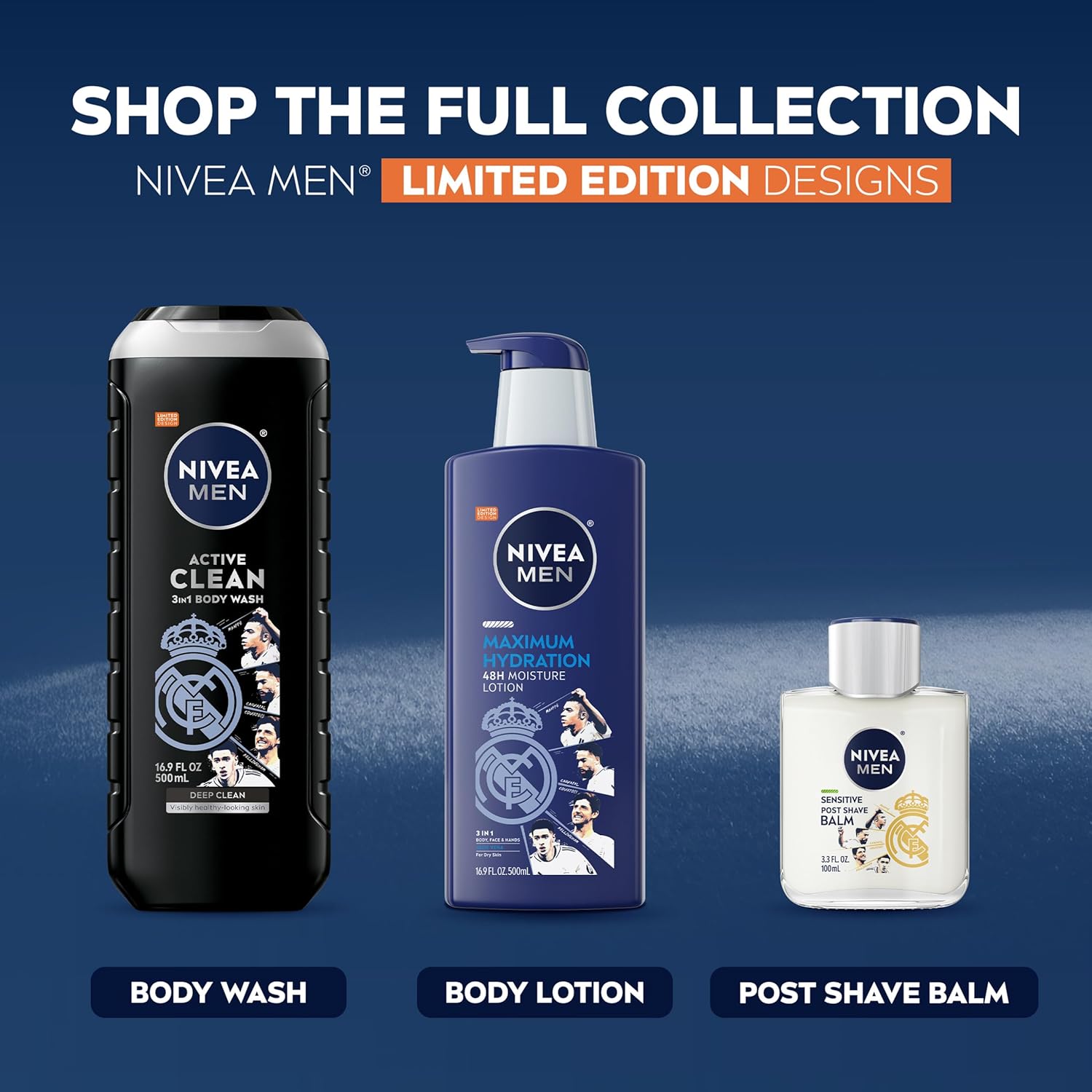 NIVEA_MEN_Real_Madrid_Limited_Edition_Design_Active_Clean_Body_Wash_with_Natural_Charcoal_for_Normal_to_Oily_Skin,_3-in-1_Charcoal_Body_Wash,_Face_and_Hair,_16.9_Fl_Oz_Bottle,_Pack_of_3