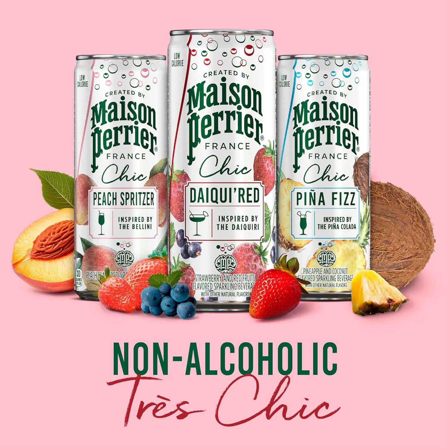 Maison Perrier Chic Sparkling Beverage, Low Calorie, Mocktails, 12-Pack