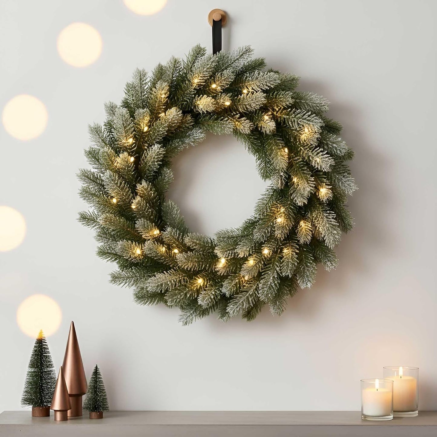 QBIS_Outdoor_Christmas_Lights_-_Fairy_Lights_Battery_Operated_with_Small_Warm_White_LEDs,_Green_Wire,_Multifunction,_6hr_Timer,_Indoor/Outdoor_Battery_Operated_String_for_Wreath,_Garland_or_Tree