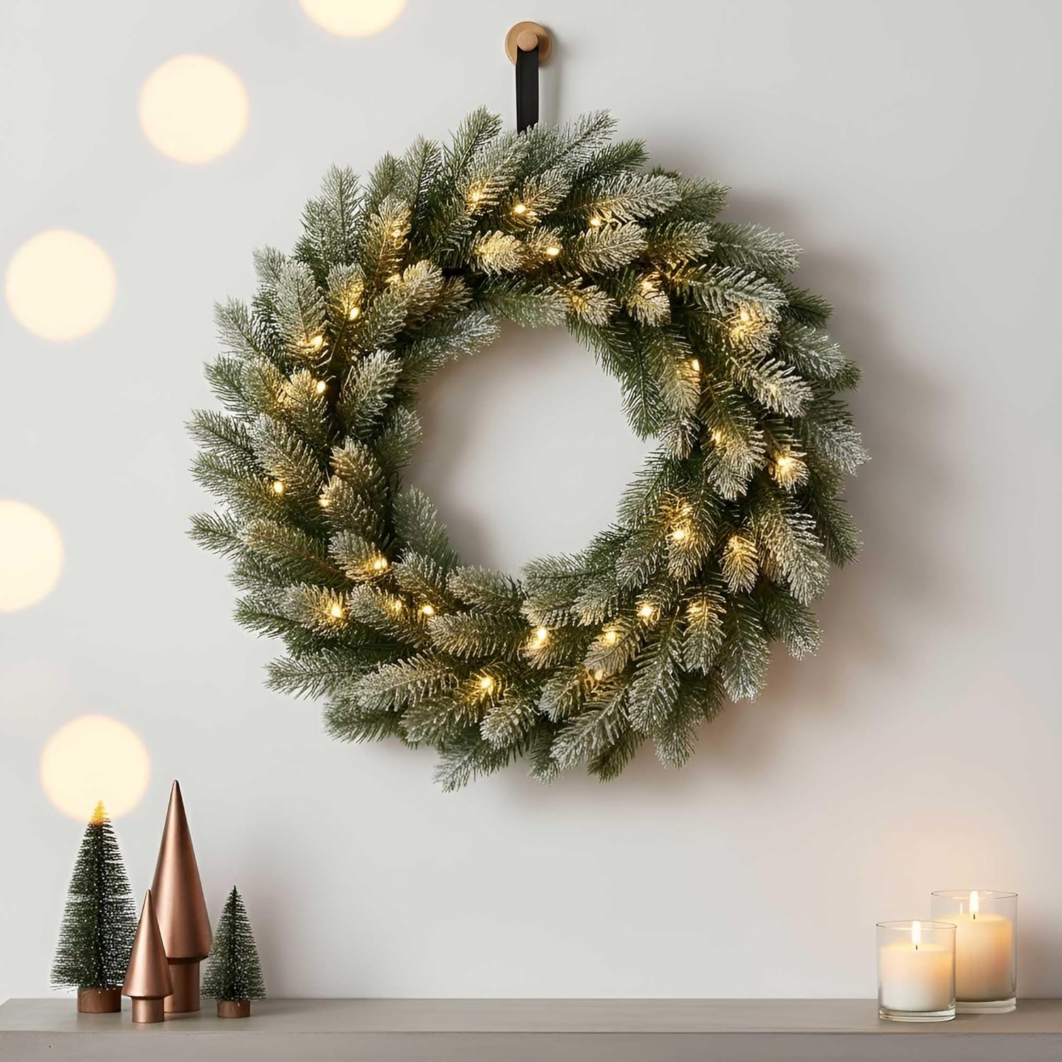 QBIS_Outdoor_Christmas_Lights_-_Fairy_Lights_Battery_Operated_with_Small_Warm_White_LEDs,_Green_Wire,_Multifunction,_6hr_Timer,_Indoor/Outdoor_Battery_Operated_String_for_Wreath,_Garland_or_Tree