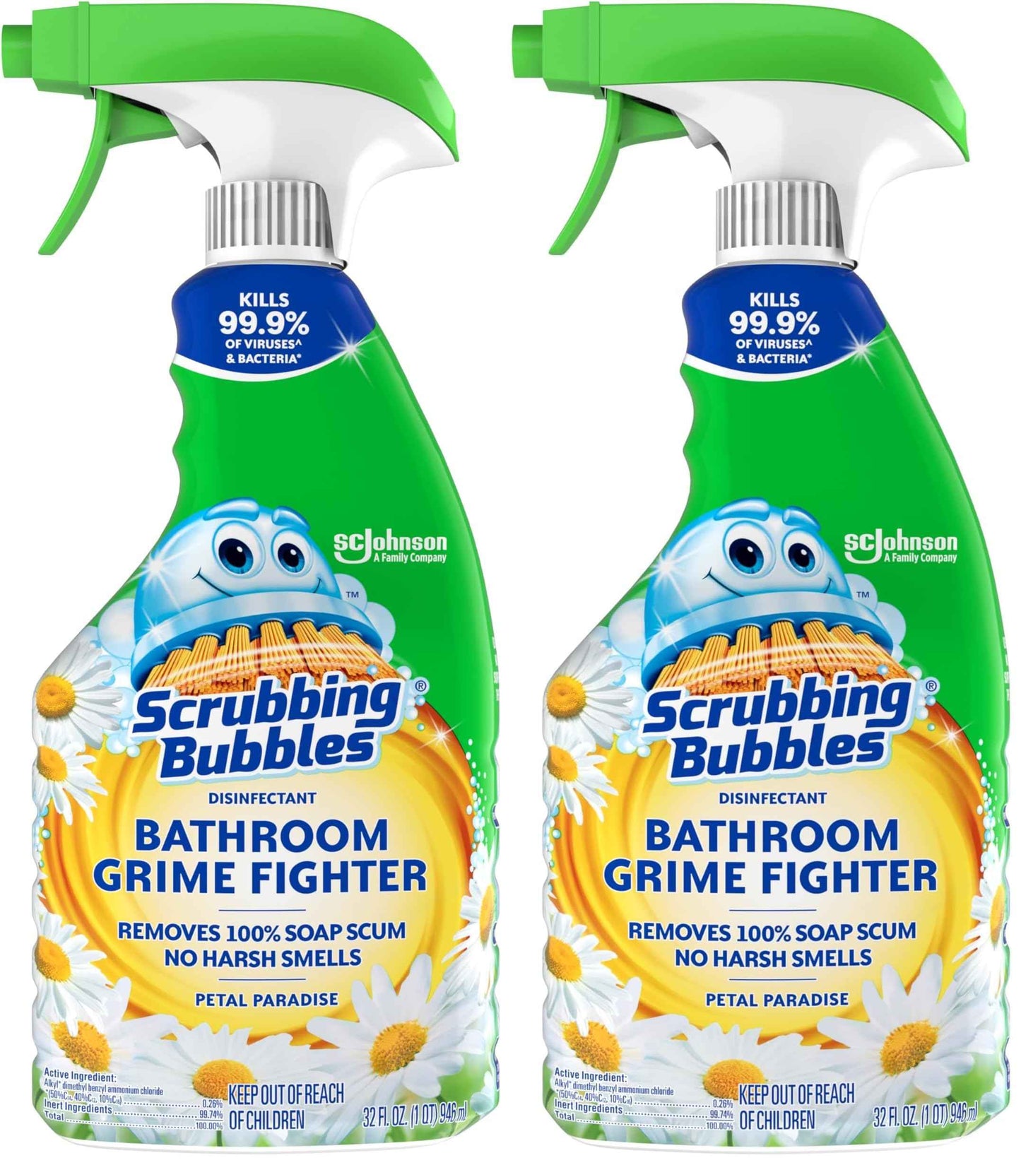 Scrubbing Bubbles Bathroom and Shower Cleaner Disinfectant Spray, Bathroom Grime Fighter, Citrus Scent, 32oz