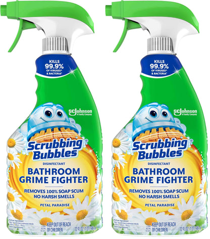 Scrubbing Bubbles Bathroom and Shower Cleaner Disinfectant Spray, Bathroom Grime Fighter, Citrus Scent, 32oz
