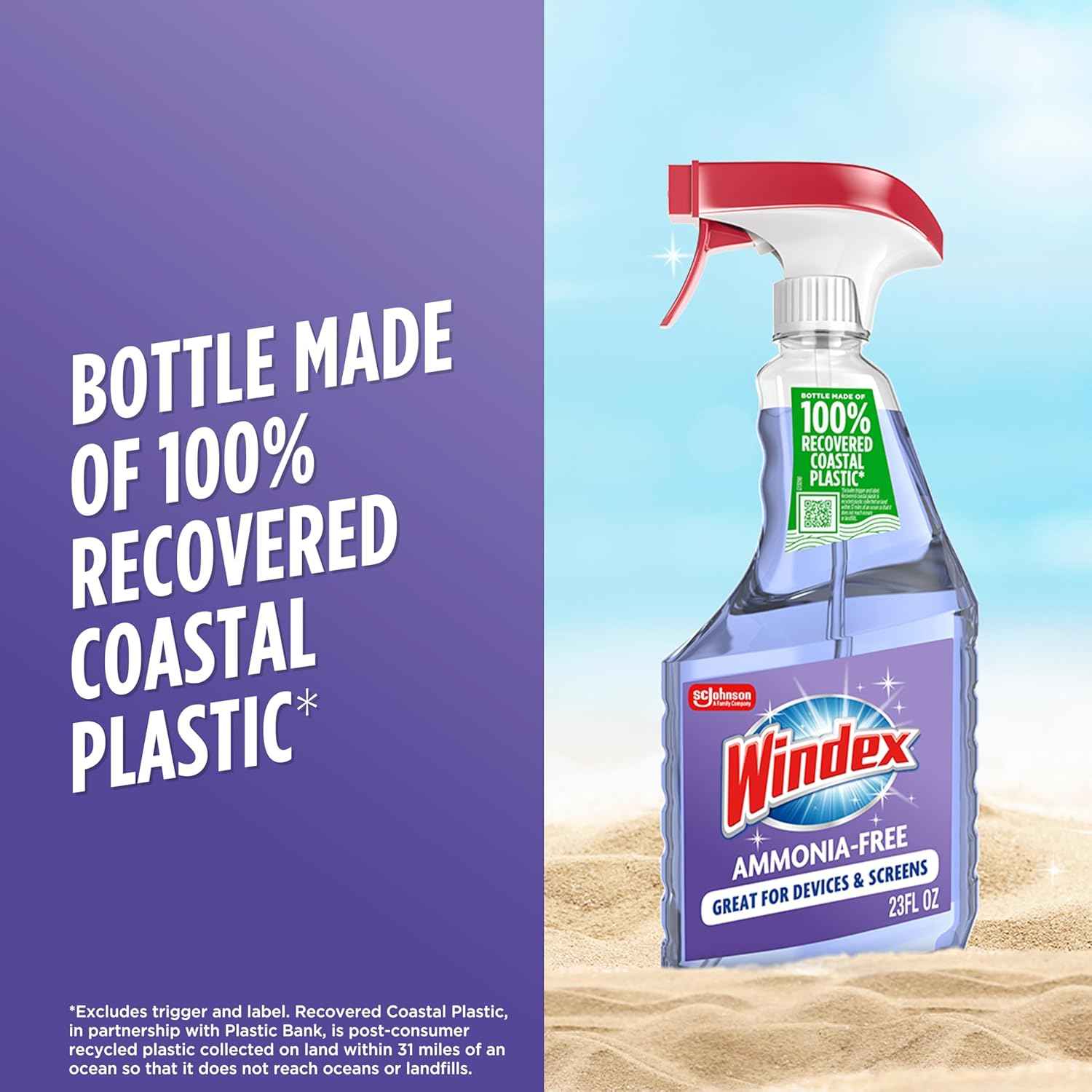 Windex Glass and Window Cleaner Spray Bottle, Ammonia Free, Packaging Designed to Prevent Leakage and Breaking, Surface Cleaning Spray, Crystal Rain Scent