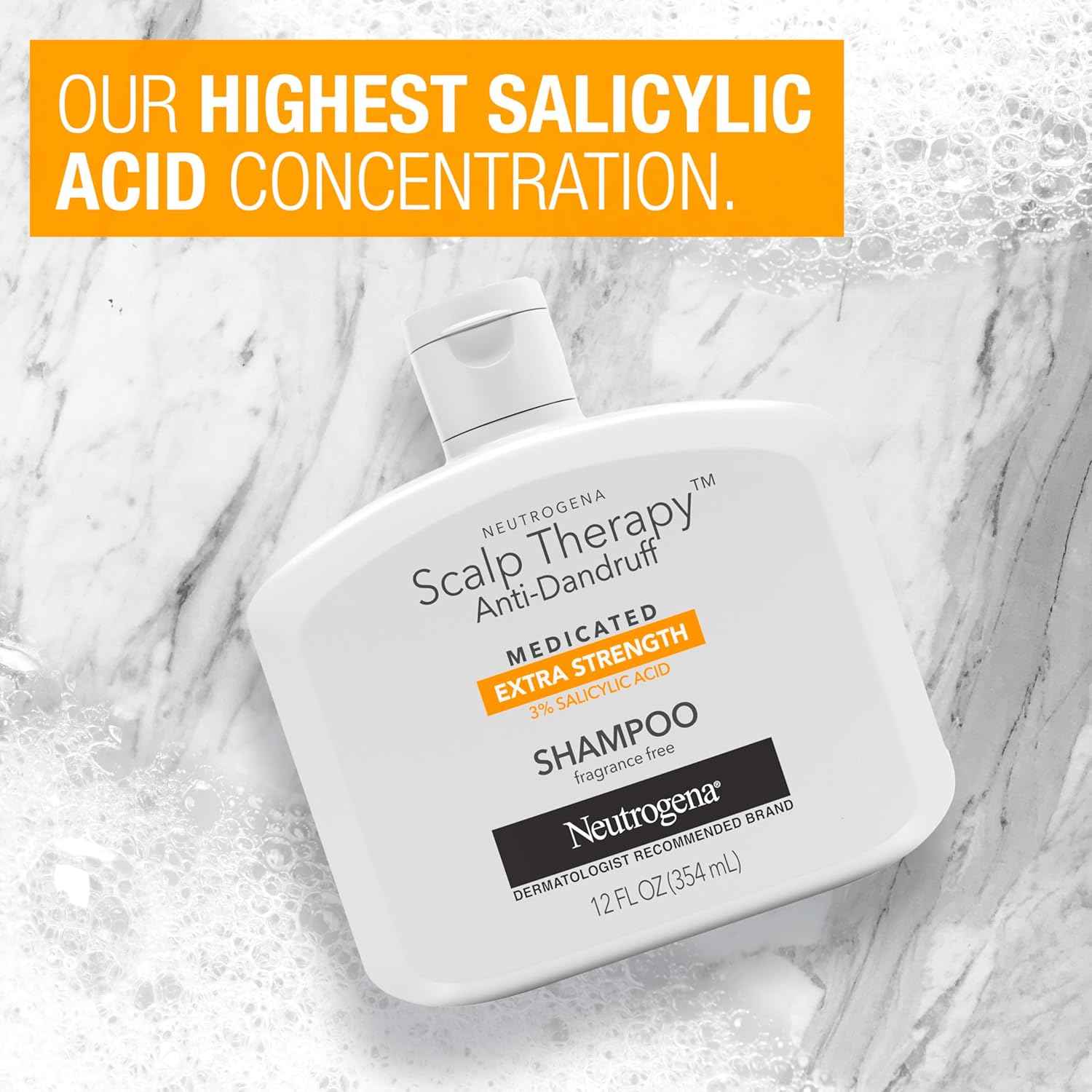 Neutrogena Scalp Therapy Anti-Dandruff Extra Strength Medicated Shampoo with 3% Salicylic Acid, Helps Prevent, Fight, & Control the Recurrence of Dandruff, Fragrance Free, 12 fl. oz