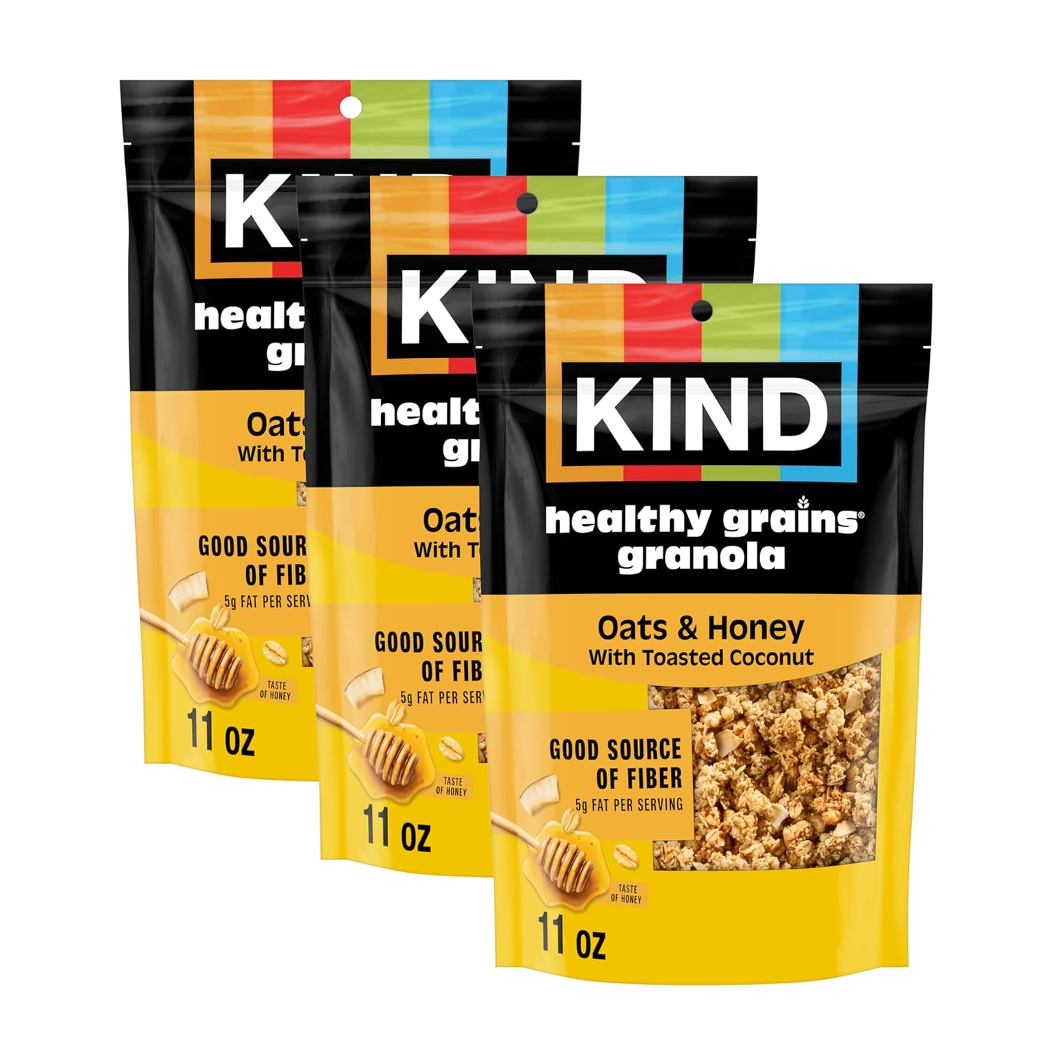 Kind_Healthy_Grains_Granola,_Oats_&_Honey_Clusters_with_Toasted_Coconut,_Gluten_Free,_Healthy_Snack_Mix,_5g_Protein,_11oz,_3_Count