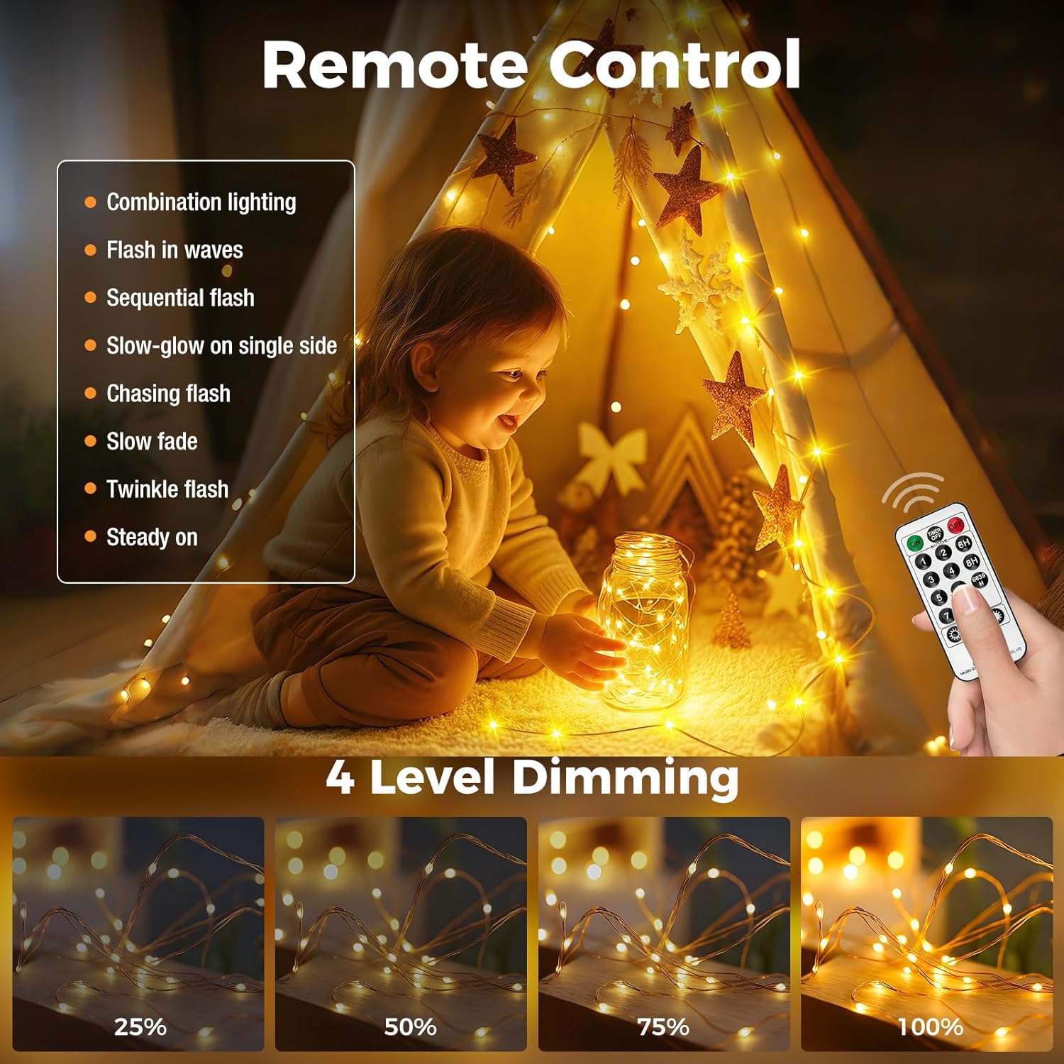 btfarm_Fairy_Lights_Plug_in_with_Remote,_33FT_100_LED_Outdoor_Twinkle_Lights_Waterproof_with_Timer,_8_Modes_Indoor_String_Lights_for_Bedroom_Patio_Garden_Wedding_Christmas_Decoration,_Warm_White