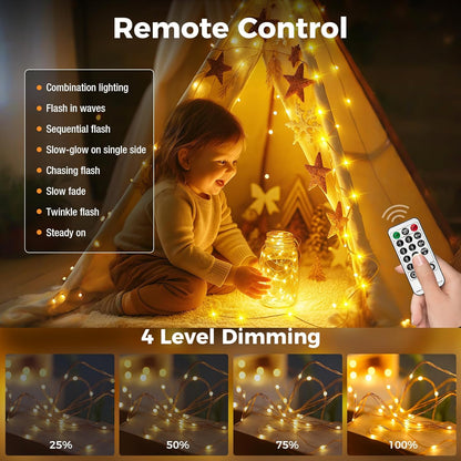 btfarm_Fairy_Lights_Plug_in_with_Remote,_33FT_100_LED_Outdoor_Twinkle_Lights_Waterproof_with_Timer,_8_Modes_Indoor_String_Lights_for_Bedroom_Patio_Garden_Wedding_Christmas_Decoration,_Warm_White
