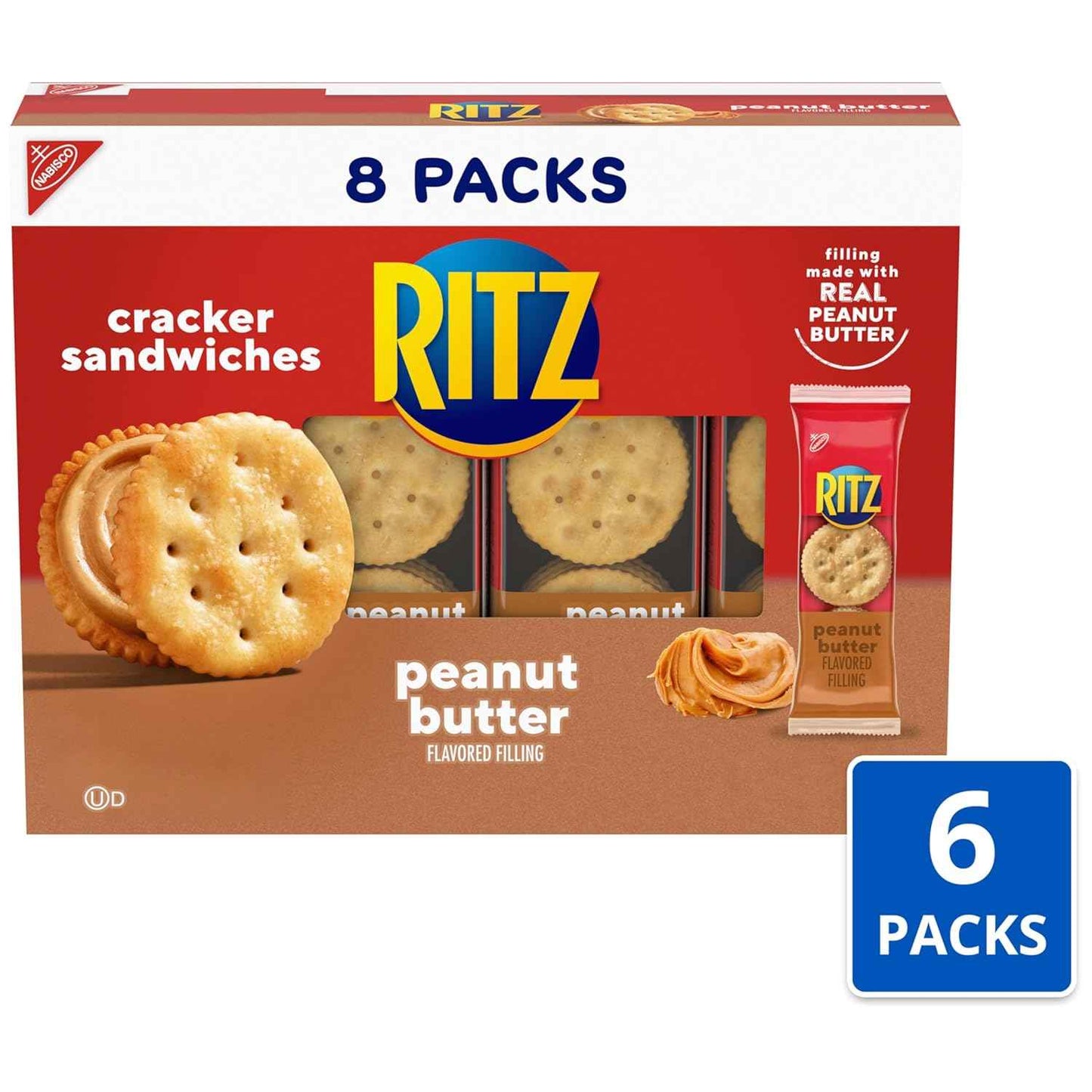 RITZ Bits Peanut Butter Sandwich Crackers, Snacks for Kids and Adults, Lunch Snacks