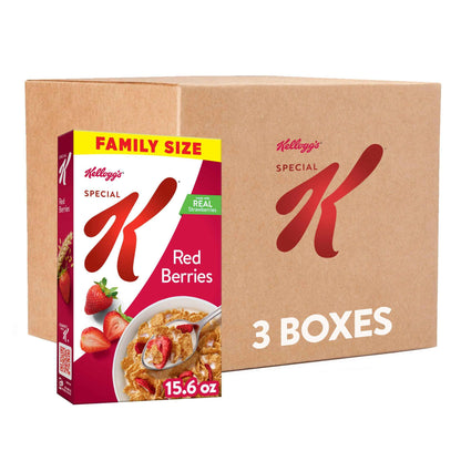 Kellogg's Special K Breakfast Cereal, Family Breakfast, Fiber Cereal, Family Size, Red Berries